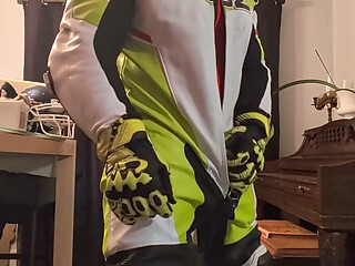 In Leather Motogp Suit After Gym