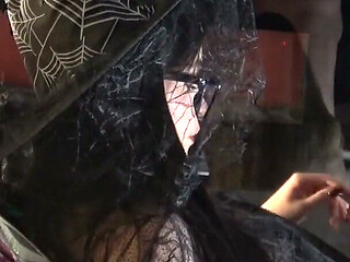 Two Hot and Beautiful Horny Halloween Sluts Make an Amateur Big Cock Guy Cum in CFNM Halloween Party in Costumes