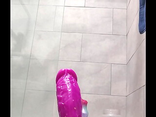 Riding my big pink dildo