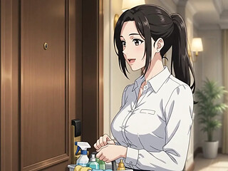 Housekeeper gets a surprise sensual reward in secret room