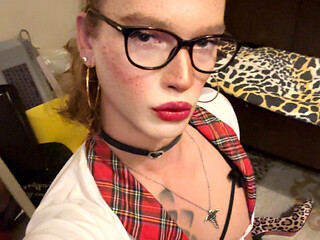 Merve Rose Schoolgirl Uniform Glass Stockings Hign Hells Blonde Sissy Chastity Fucked BWC Big Cock Doggy Style Ride Femboy Trans