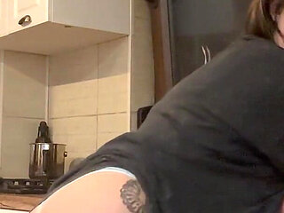 Farting in the Kitchen in Thongs