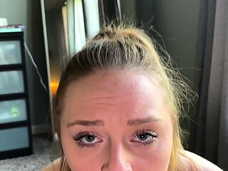 Amateur blonde teen sucks dick in hot pov blowjob sex tape