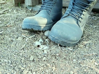 Jerk off and Cum After Empty Shells Are Crushed by Boots