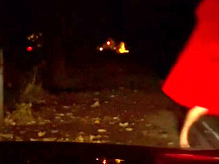 Interrupted while cutting off clothes , had to hide infront of car crouched down till car passed