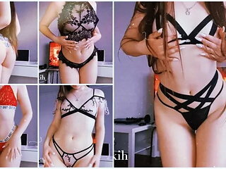 Trying on Sexy Lingerie of a Slim Babe