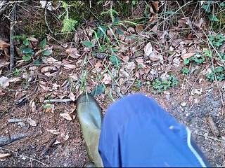 Teen masturbates riskily in the forest