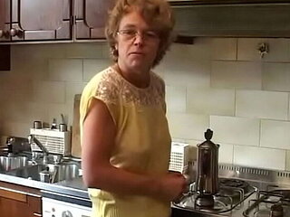 Hairy granny gets rough anal fuck from step-son