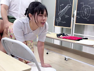 Horny teacher seduces him and gets fucked in the classroom