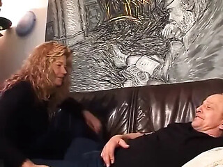 Chubby German MILF rides lover's cock and sucks his dick