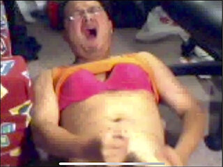 Dirty sissy crossdress slut man whore squirming crazy masturbation orgasm while wearing girlfriend's bra shirt and sweater