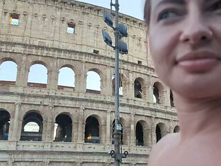Picked up in Rome! Risky Villa Sex with No panties MILF.  Massive Creampie Finish