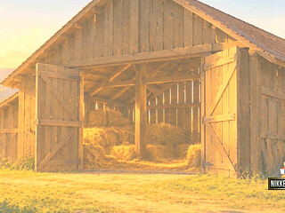 Cute tight little ass feels intense pleasure to be fucked, filled with hot cum by her stepdad in the barn