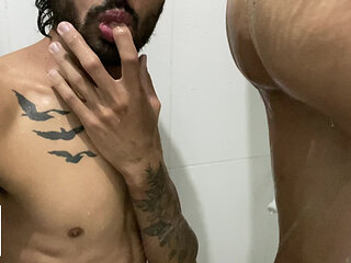 Active sucking the big dick of the well-endowed passive.