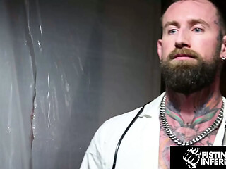 FISTING INFERNO - Twink Sub Gets Rough CBT from Dom Doctor and His Bearded Assistant