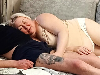 Stepmom takes cock and swallows his cum