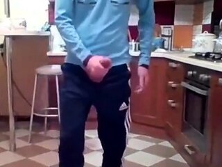 Cumming in my New Kitchen with my Big Cock