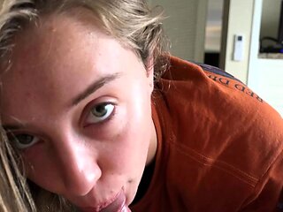 Blonde Blowjob Babe Performs A Sloppy POV Cocksucking