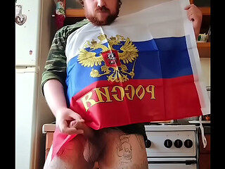 I love Russia so much that I don'_t let go of the flag of my homeland even when I'_m jerking off my dick!