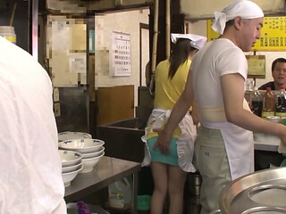 Hot Ramen Scene-2_threesome with a Hairy Japanese Girl in the Street Ramen Shop
