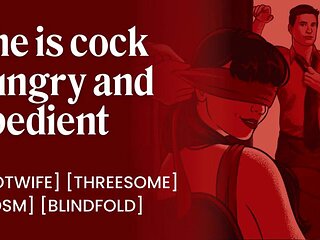 Suprising my wife with a DP  Amateur wife sharing with my friend  Blindfolded wife swallows cum