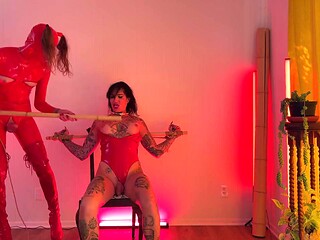 Latex-Clad Shemale Bobbii Rose Fucks Gray Perrier