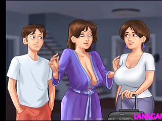 Busty mature MILFs take over the house in summertime saga