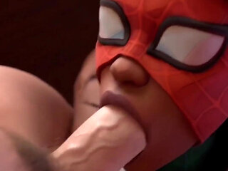 Ebony Spider-man Slut Deepthroating Spooder-man's Thicc Hard Ass Cock