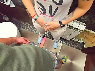 Stranger cum in my panties in restaurant toilet