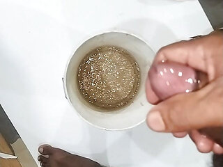 Desi Indian boy's cock smeared with massage oil