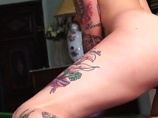 Tattooed Spanish Woman Fucking on the Pool Table