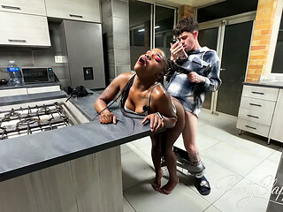 Ebony StepSis Sneaks Through The Window and Gets Wrecked By Her White StepBro