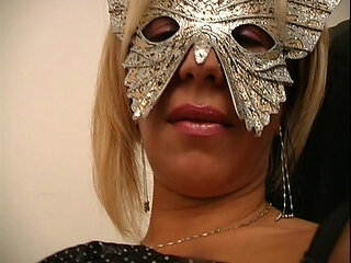 Blonde Secretary in Mask Films an Amateur Porn Video Fingering Her Wet Pussy