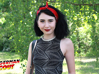 German Scout - Small Goth Teen Joena Talk to Casting Fuck