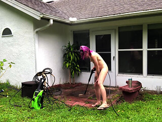 Power Washing My Porch Naked
