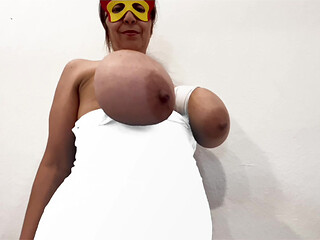Huge Tits Tied Cosplay Super Heroine