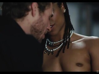 Sensual young ebony Kira Noir rides a huge white dick like a pro