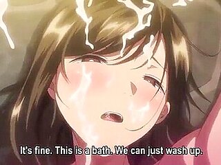 She has it sandwiched between her breasts and gives a titjob, then gets bukkake'd and creampied.