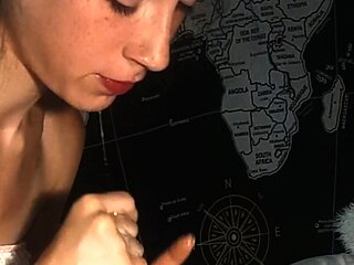 Latin Teen Blowjob POV with Cumshot On Her Chin