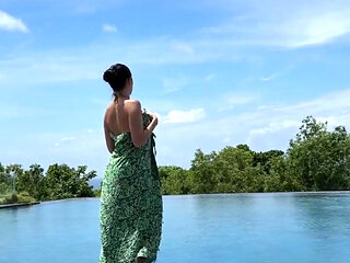 Teasing at the Pool in Micro Bikini, Swimming