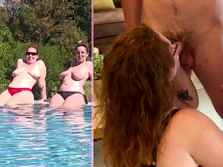 VLOG Vacation: Redhead Whores Blowjob & Doggy Style Pool Party Fuck