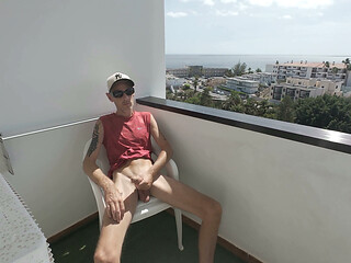 Risky Big Dick Wank Outside on My Balcony