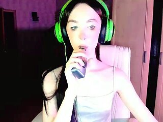 Cute curly brunette solo webcam masturbation
