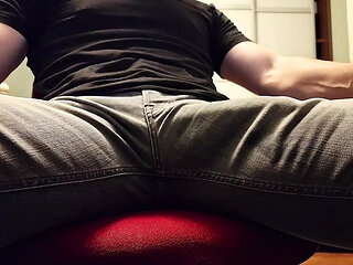 POV you are hiding under my desk and im rubbing my big bulge
