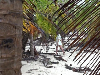 Under the palms in Punta Cana, my friend gets the hot blowjob