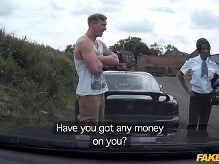 Fake cops with big cocks fucked a big-boobed ebony girlfriend