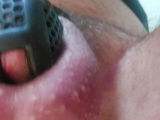 Sissy plugged and caged on video first time.
