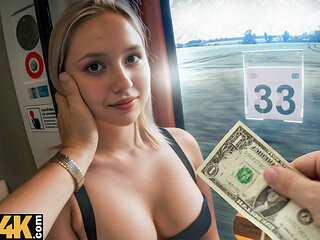 HUNT4K. Blonde babe sucked a cock in the TRAIN STATION WC!