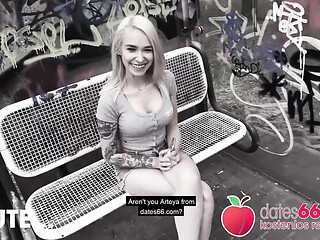 Horny 19-year-old blonde teen Arteya gets picked up and taken for a wild