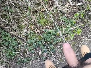Long Piss in Slow Motion From Uncut Hairy Cock Outdoor